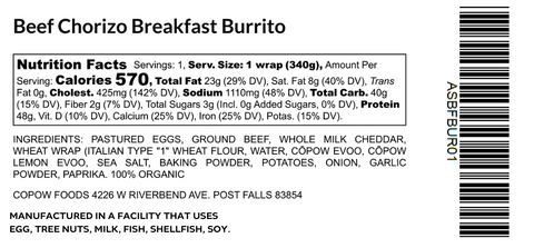 Beef Chorizo Breakfast Burrito
