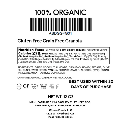 Gluten Free Grain Free Granola