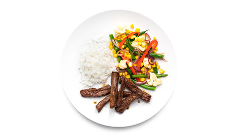 Steak Fajitas, Rice & Mixed Veggies
