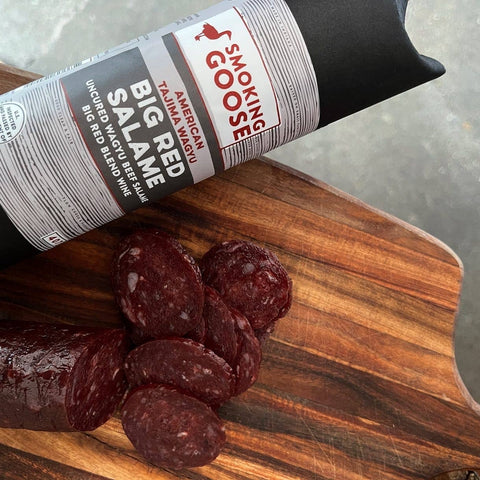 Big Red Wagyu Salame: Sliced