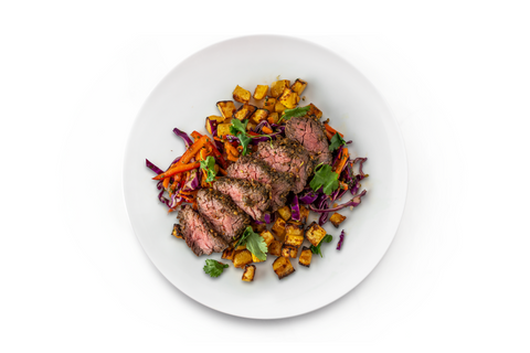 Brazilian Steak W/ Chimichurri, Roasted Rutabaga and Slaw