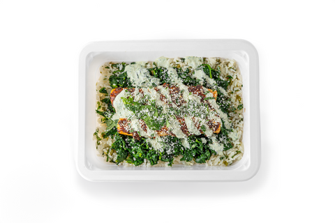 Chicken & Spinach Enchiladas w/ Salsa Matcha & Cilantro Lime Rice