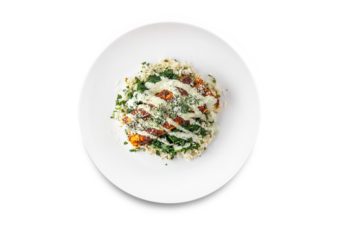 Chicken & Spinach Enchiladas w/ Salsa Matcha & Cilantro Lime Rice