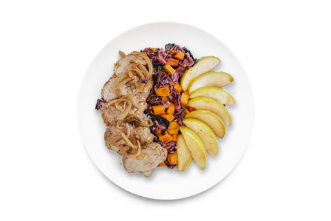 Pork w/ Apple Cider Apples and Onions and Red Cabbage