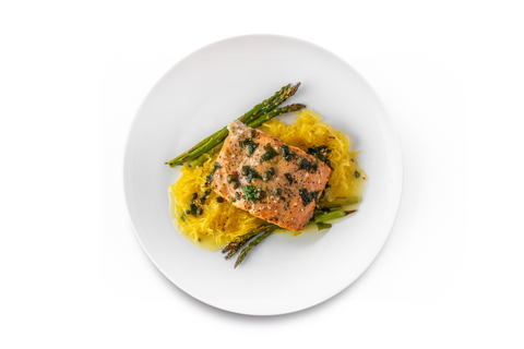 Salmon Picatta W/ Spaghetti Squash & asparagus