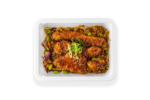 Sticky Orange Chicken w/Oven Fried Quinoa