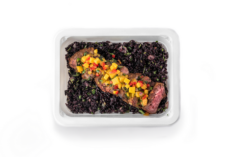 Grilled Steak, Black Rice & Mango Salsa