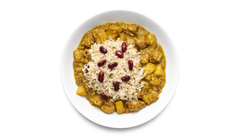 Jerk Chicken Curry with Red Beans and Coconut Rice